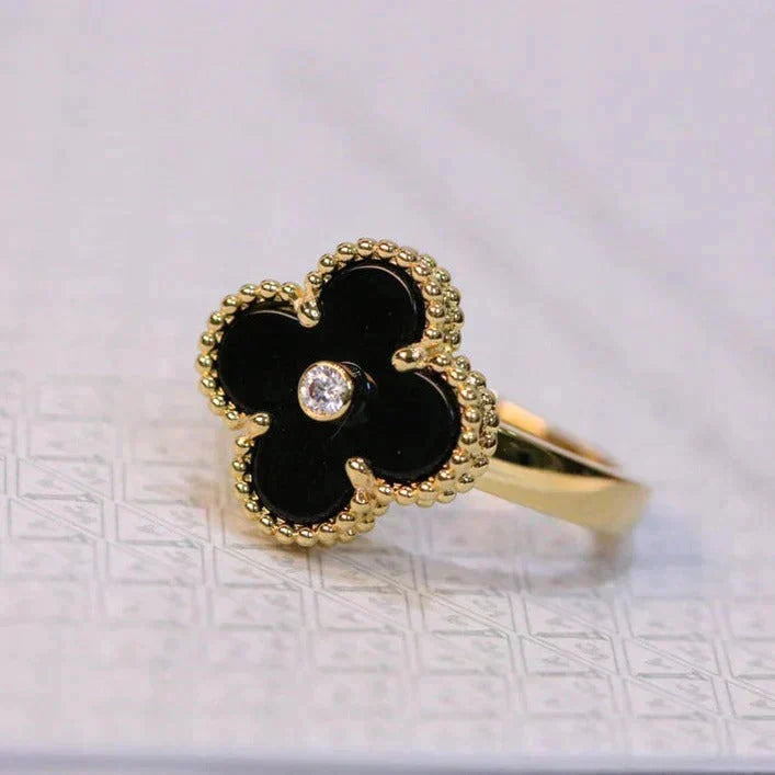 [Echo Fine ]CLOVER ONYX RING GOLD DIAMOND