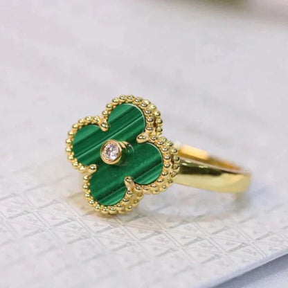 [Echo Fine ]CLOVER MALACHITE RING GOLD DIAMOND