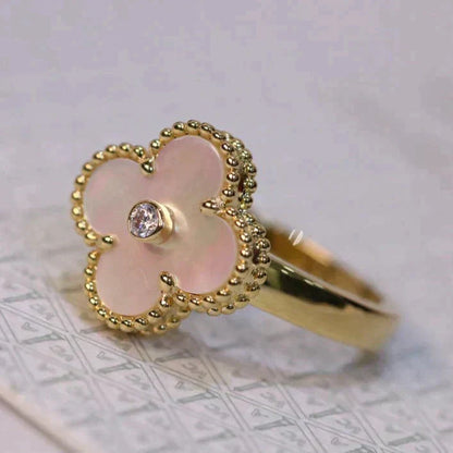 [Echo Fine ]CLOVER PINK MOP RING GOLD DIAMOND