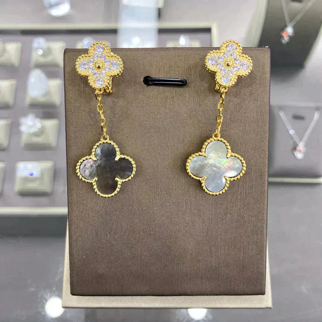 [Echo Fine ]CLOVER  2 MOTIFS  DIAMOND  EARRINGS (MULTIPLE CHOICESç´
