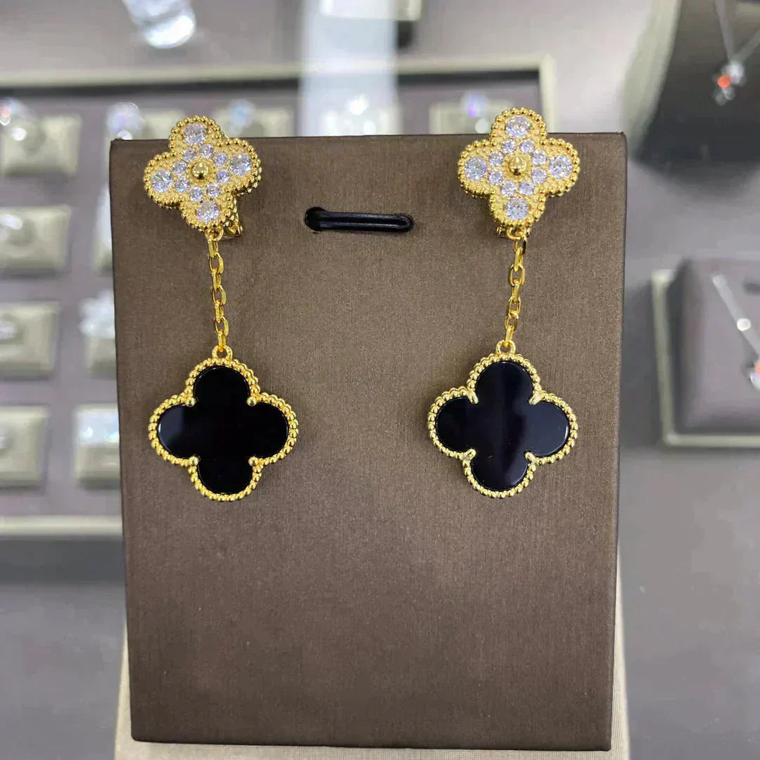 [Echo Fine ]CLOVER  2 MOTIFS  DIAMOND  EARRINGS (MULTIPLE CHOICESç´