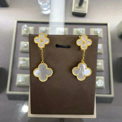 [Echo Fine ]CLOVER  2 MOTIFS  DIAMOND  EARRINGS (MULTIPLE CHOICESç´