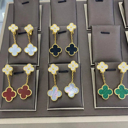 [Echo Fine ]CLOVER  2 MOTIFS  DIAMOND  EARRINGS (MULTIPLE CHOICESç´