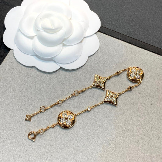 [Echo Fine ]STAR AND SUN 4 MOTIFS GOLD DIAMONDS BRACELET