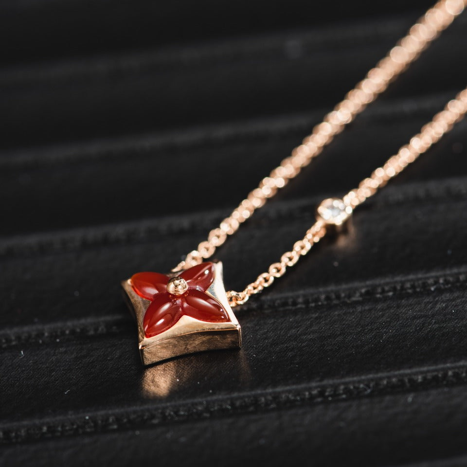 [Echo Fine ]STAR NECKLACE PINK GOLD 1 DIAMOND