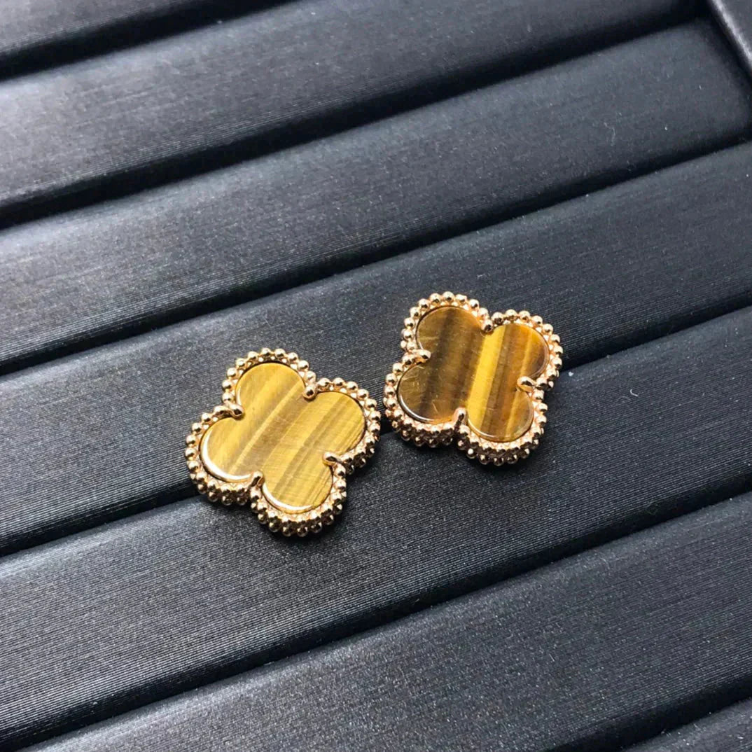[Echo Fine ]CLOVER MEDIUM 1 MOTIFS TIGER EYE EARRINGS