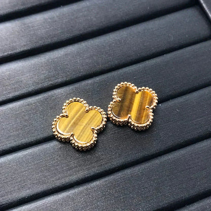 [Echo Fine ]CLOVER MEDIUM 1 MOTIFS TIGER EYE EARRINGS