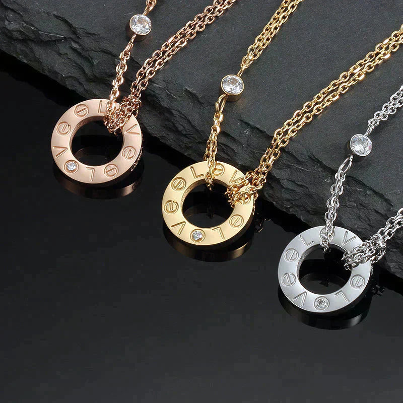 [Echo Fine ]LOVE NECKLACE 16MM 2 DIAMONDS