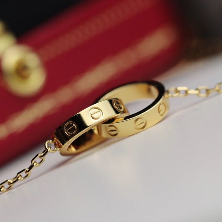 [Echo Fine ]LOVE NECKLACE DOUBLE RING GOLD