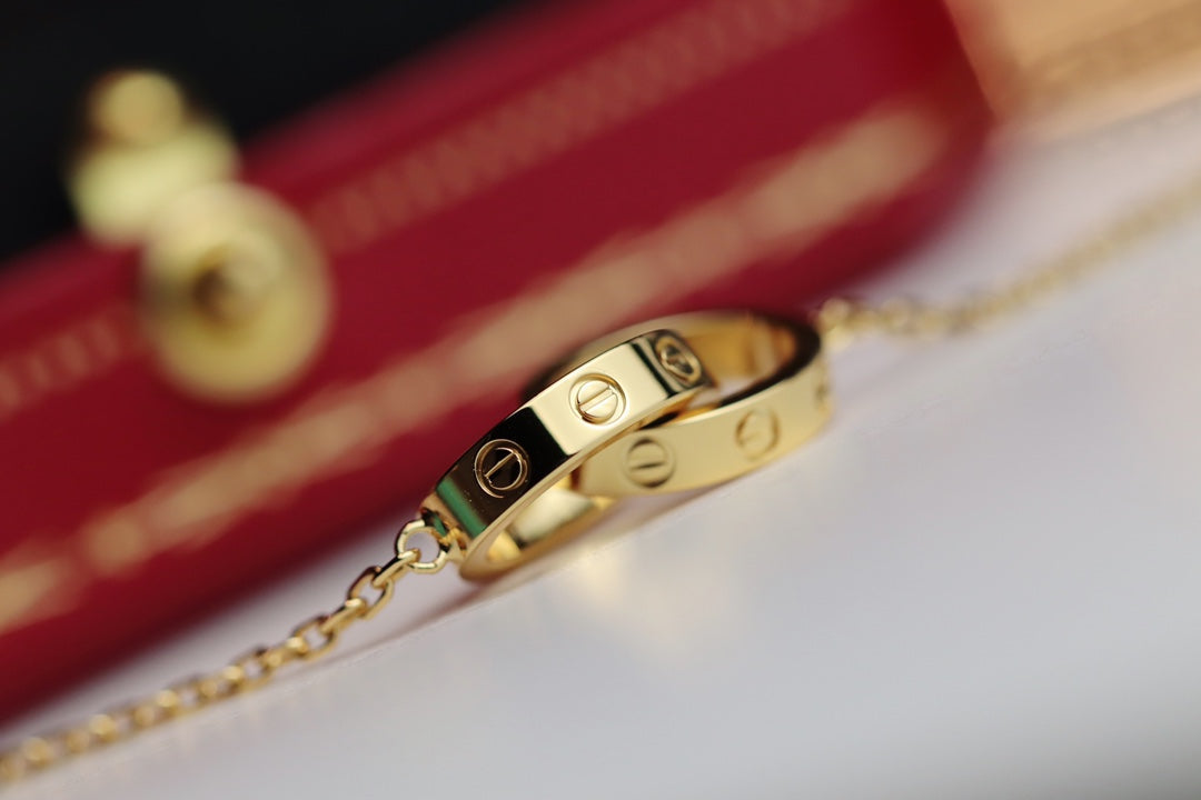 [Echo Fine ]LOVE NECKLACE DOUBLE RING GOLD