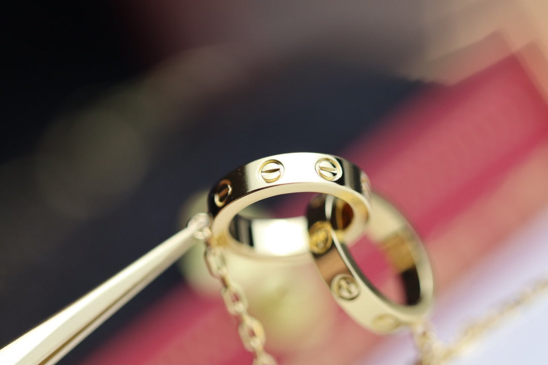 [Echo Fine ]LOVE NECKLACE DOUBLE RING GOLD
