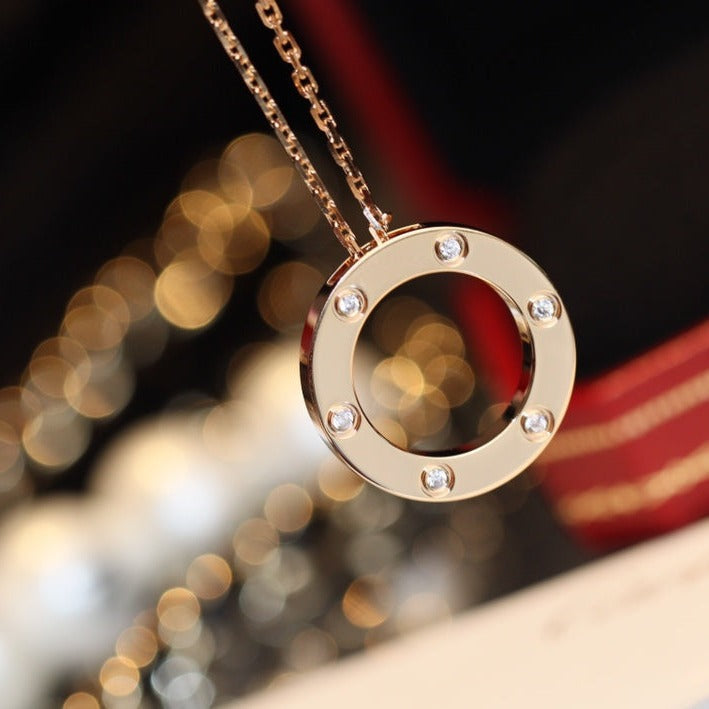 [Echo Fine ]LOVE NECKLACE 16MM 6 DIAMONDS PINK GOLD