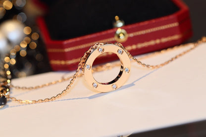 [Echo Fine ]LOVE NECKLACE 16MM 6 DIAMONDS PINK GOLD