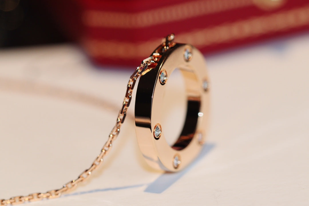 [Echo Fine ]LOVE NECKLACE 16MM 6 DIAMONDS PINK GOLD