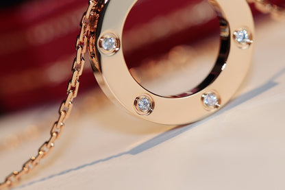 [Echo Fine ]LOVE NECKLACE 16MM 6 DIAMONDS PINK GOLD