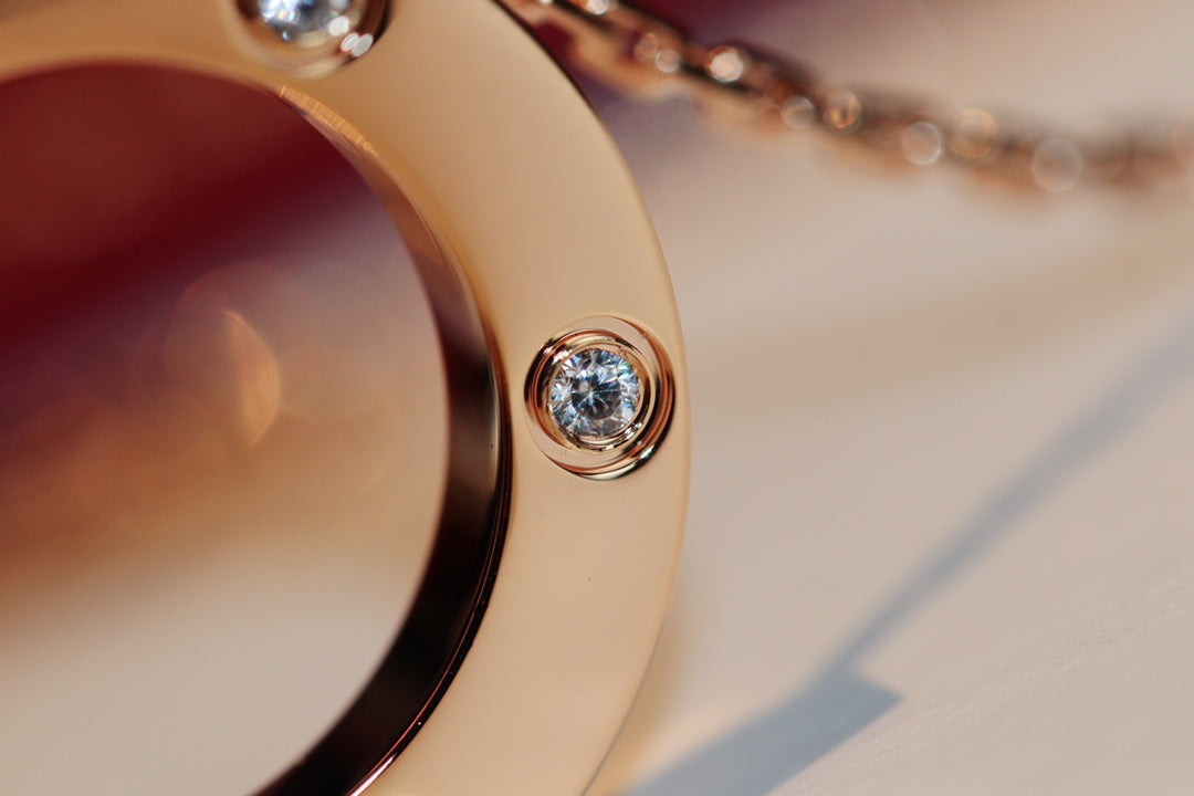 [Echo Fine ]LOVE NECKLACE 16MM 6 DIAMONDS PINK GOLD
