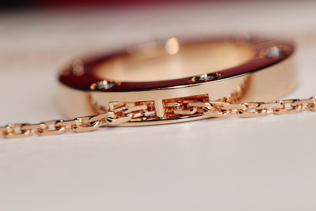 [Echo Fine ]LOVE NECKLACE 16MM 6 DIAMONDS PINK GOLD