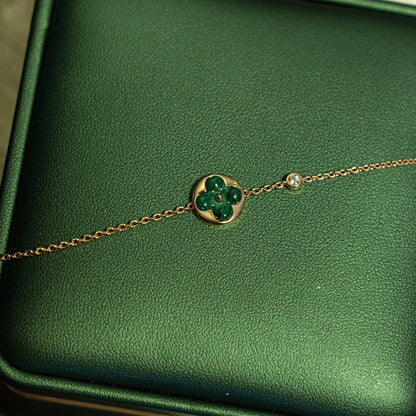 [Echo Fine ]SUN MALACHITE 1 DIAMOND PINK GOLD BRACELET