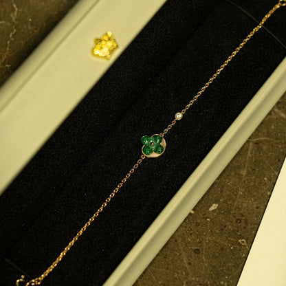 [Echo Fine ]SUN MALACHITE 1 DIAMOND PINK GOLD BRACELET