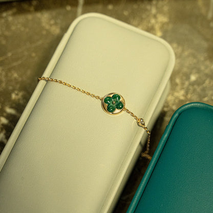 [Echo Fine ]SUN MALACHITE 1 DIAMOND PINK GOLD BRACELET