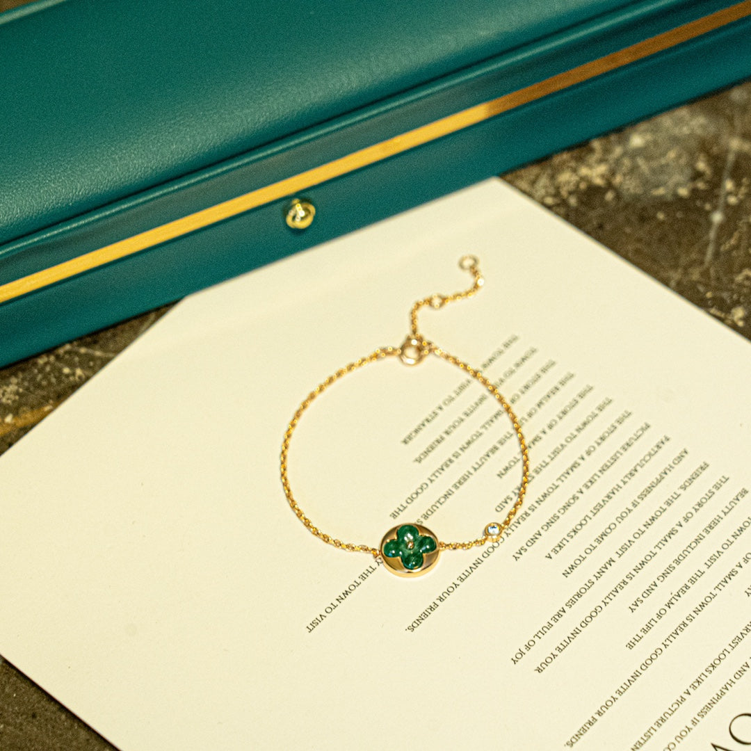 [Echo Fine ]SUN MALACHITE 1 DIAMOND PINK GOLD BRACELET