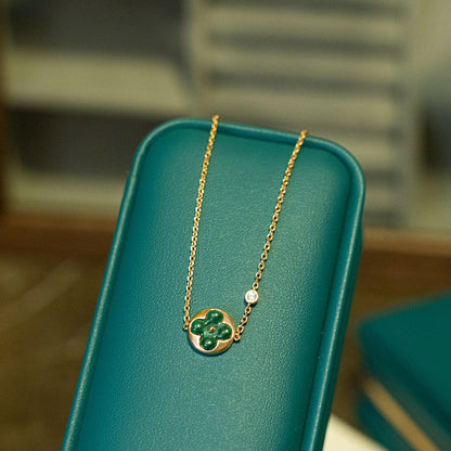 [Echo Fine ]SUN MALACHITE 1 DIAMOND PINK GOLD BRACELET