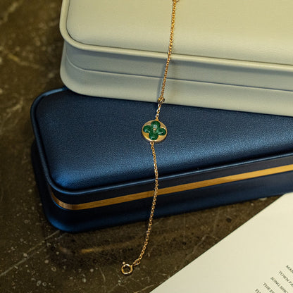 [Echo Fine ]SUN MALACHITE 1 DIAMOND PINK GOLD BRACELET