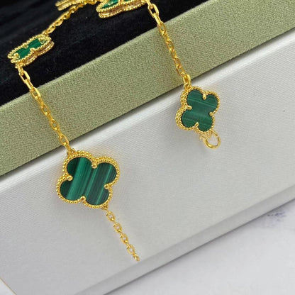[Echo Fine ]MAGIC CLOVER MALACHITE GOLD BRACELET 5 MOTIFS