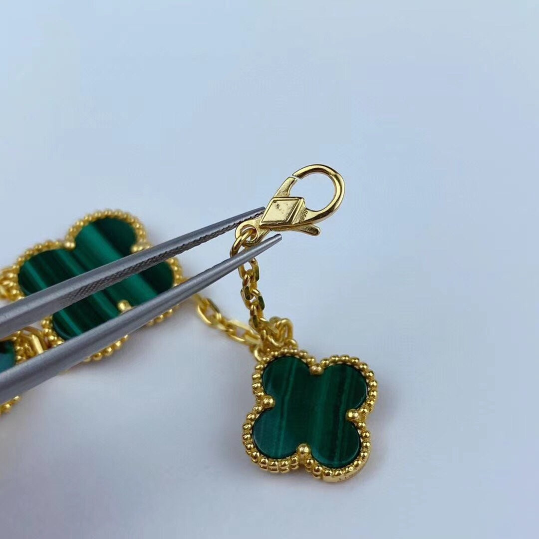 [Echo Fine ]MAGIC CLOVER MALACHITE GOLD BRACELET 5 MOTIFS