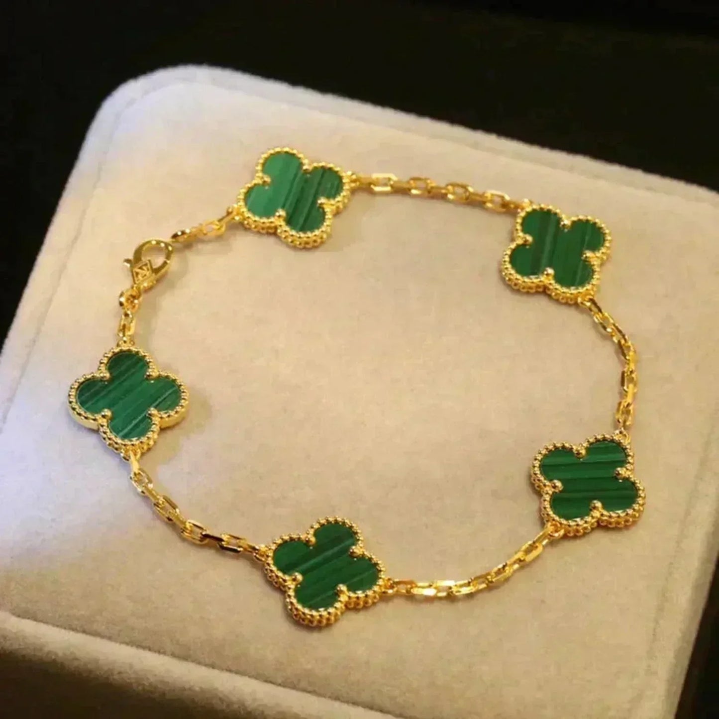 [Echo Fine ]CLOVER 5 MOTIFS MALACHITE BRACELET