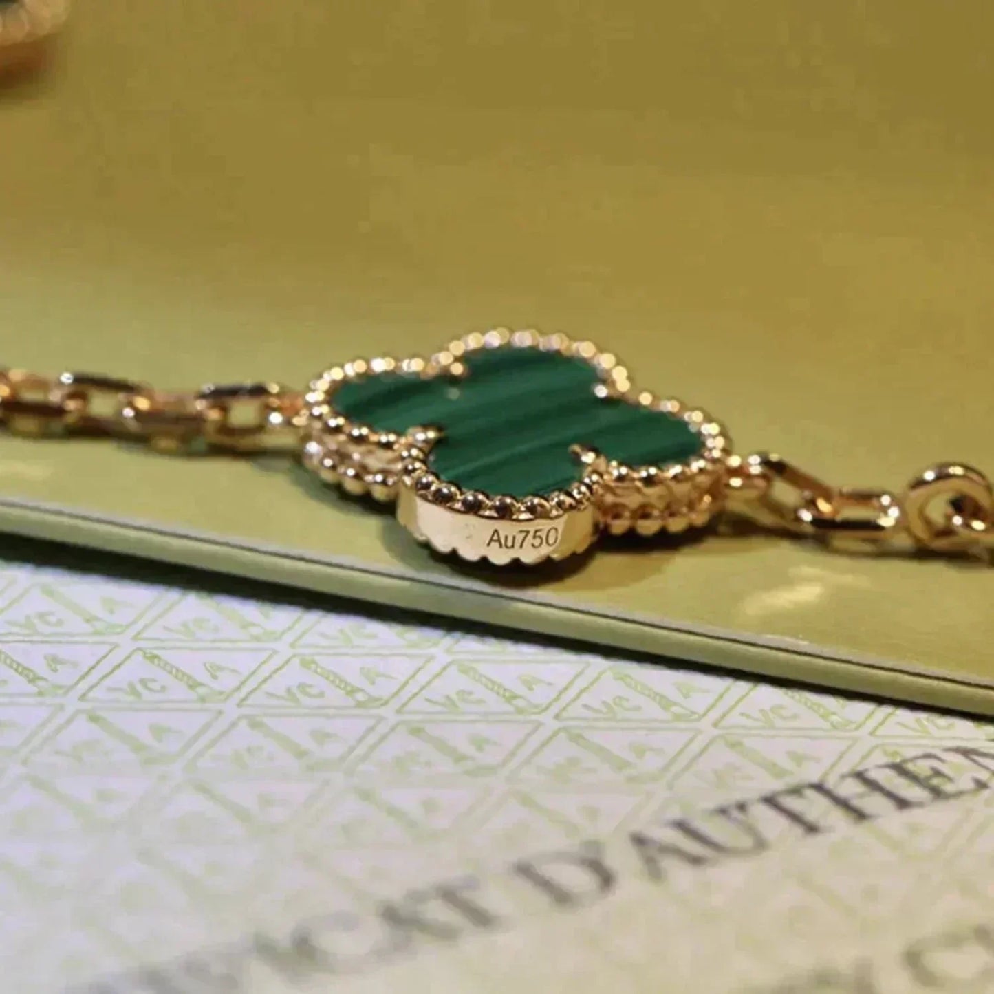 [Echo Fine ]CLOVER 5 MOTIFS MALACHITE BRACELET