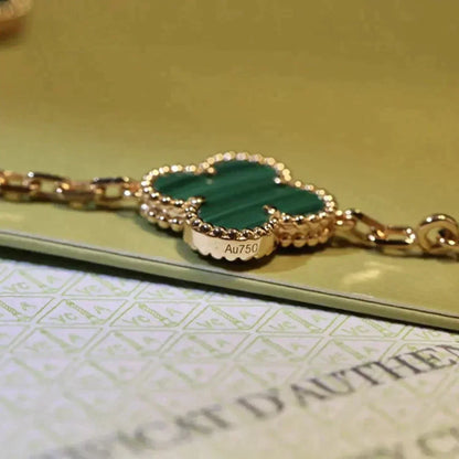 [Echo Fine ]CLOVER 5 MOTIFS MALACHITE BRACELET