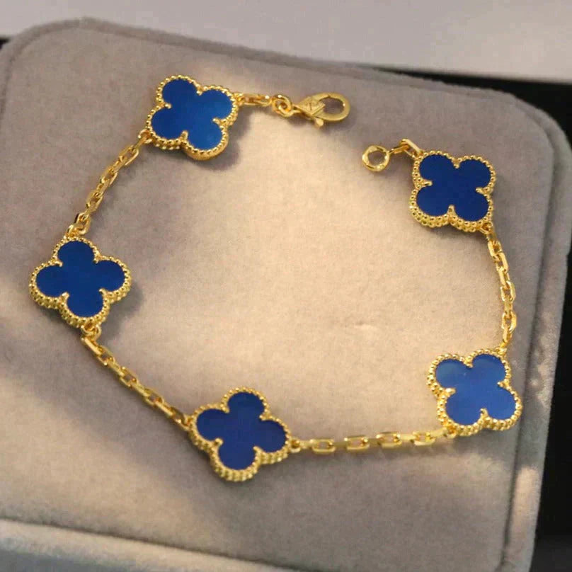 [Echo Fine ]CLOVER 5 MOTIFS BLUE AGATE BRACELET