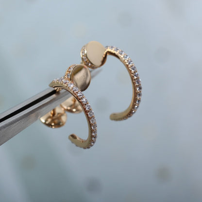[Echo Fine ]JUSTE EARRINGS 12.75MM PINK GOLD DIAMOND