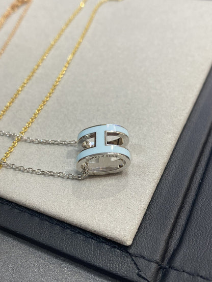 [Echo Fine ]POP H LIGHT BLUE NECKLACE