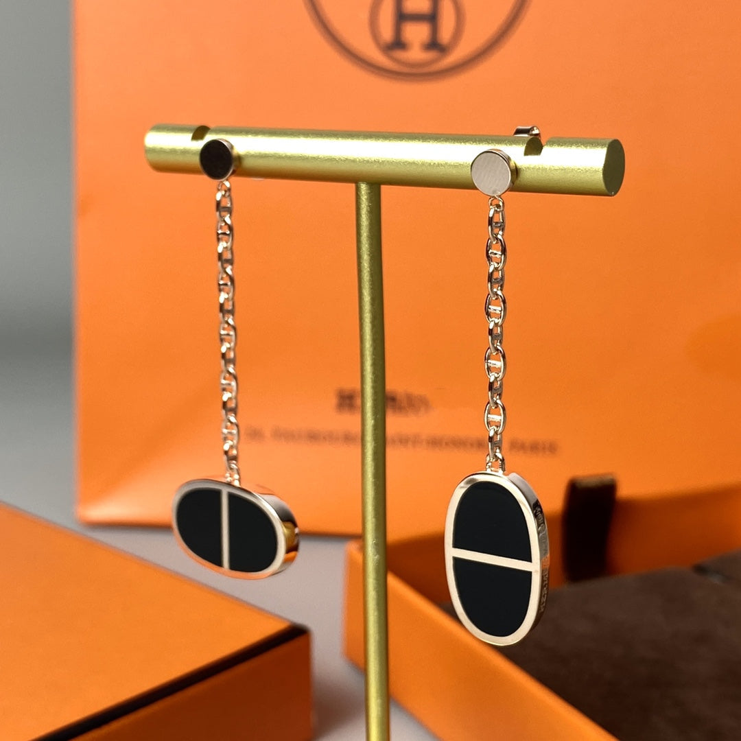 [Echo Fine ]CHAINE VERSO BLACK CERAMIC EARRINGS