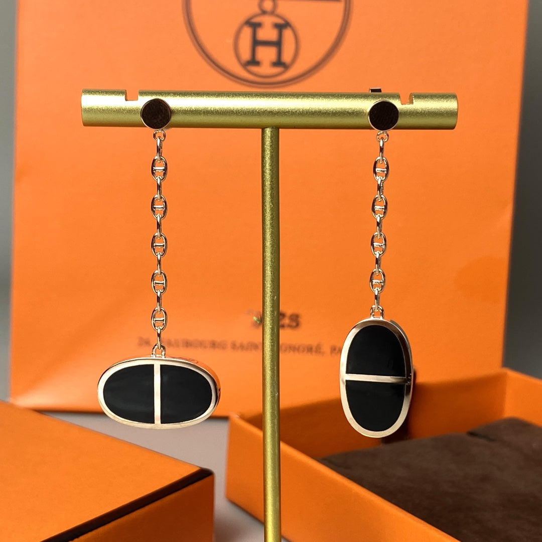 [Echo Fine ]CHAINE VERSO BLACK CERAMIC EARRINGS
