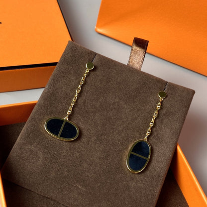 [Echo Fine ]CHAINE VERSO BLACK CERAMIC EARRINGS