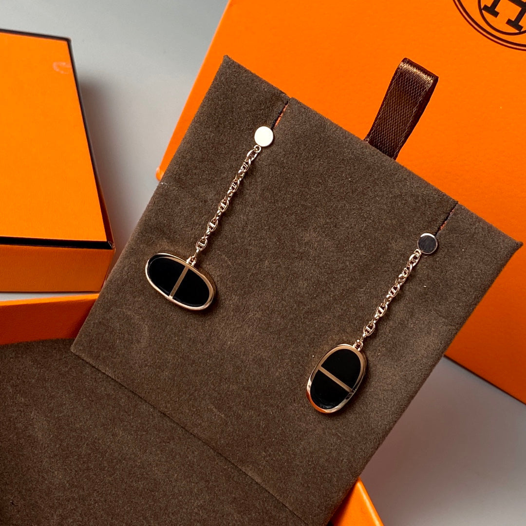 [Echo Fine ]CHAINE VERSO BLACK CERAMIC EARRINGS