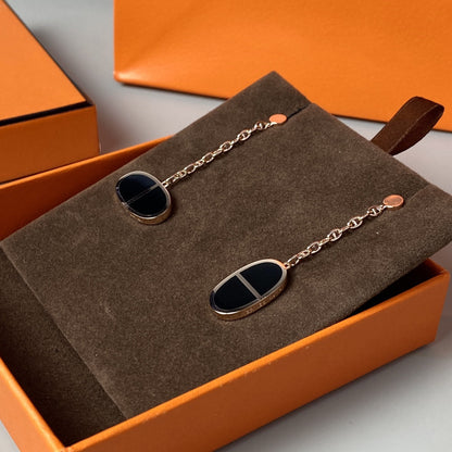 [Echo Fine ]CHAINE VERSO BLACK CERAMIC EARRINGS