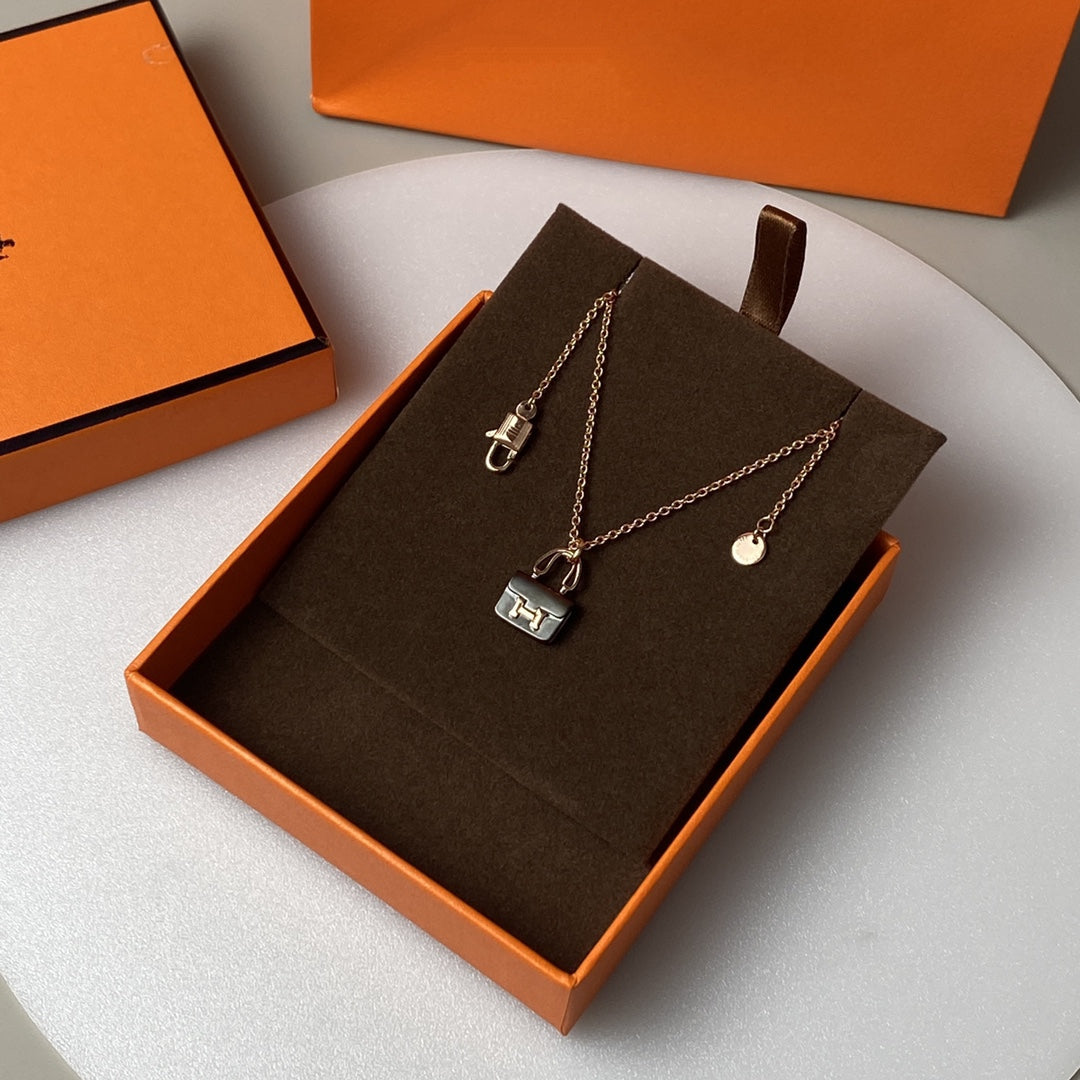 [Echo Fine ]CONSTANCE BLACK PEDANT PINK GOLD NECKLACE