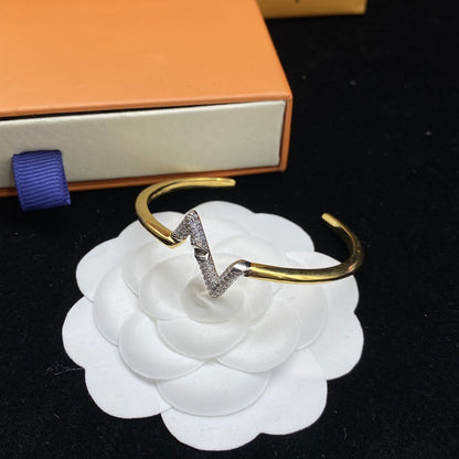 [Echo Fine ]VOLTE UPSITE DOWN DIAMOND GOLD OPEN BRACELET