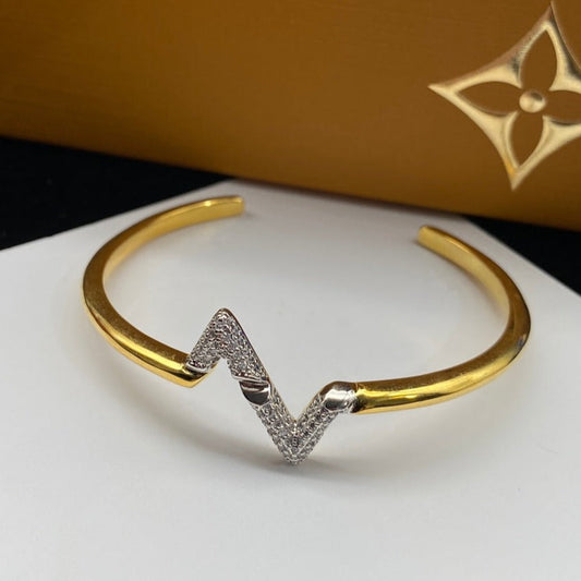 [Echo Fine ]VOLTE UPSITE DOWN DIAMOND GOLD OPEN BRACELET