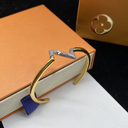 [Echo Fine ]VOLTE UPSITE DOWN DIAMOND GOLD OPEN BRACELET