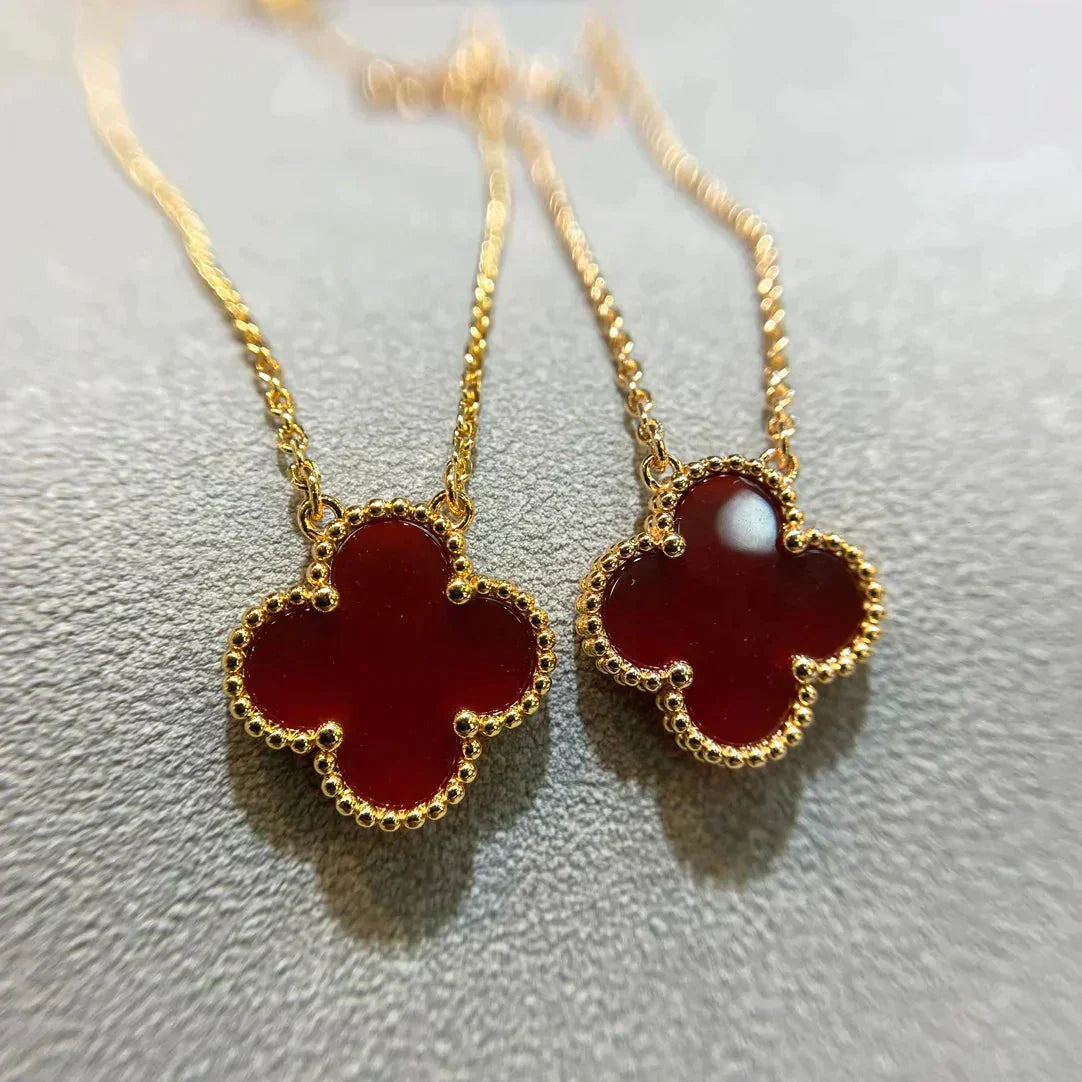 [Echo Fine ]CLOVER 15MM CARNELIAN SINGLE FLOWER NECKLACE