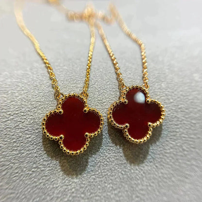 [Echo Fine ]CLOVER 15MM CARNELIAN SINGLE FLOWER NECKLACE