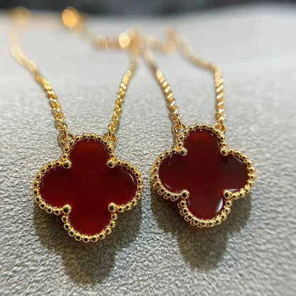 [Echo Fine ]CLOVER 15MM CARNELIAN SINGLE FLOWER NECKLACE