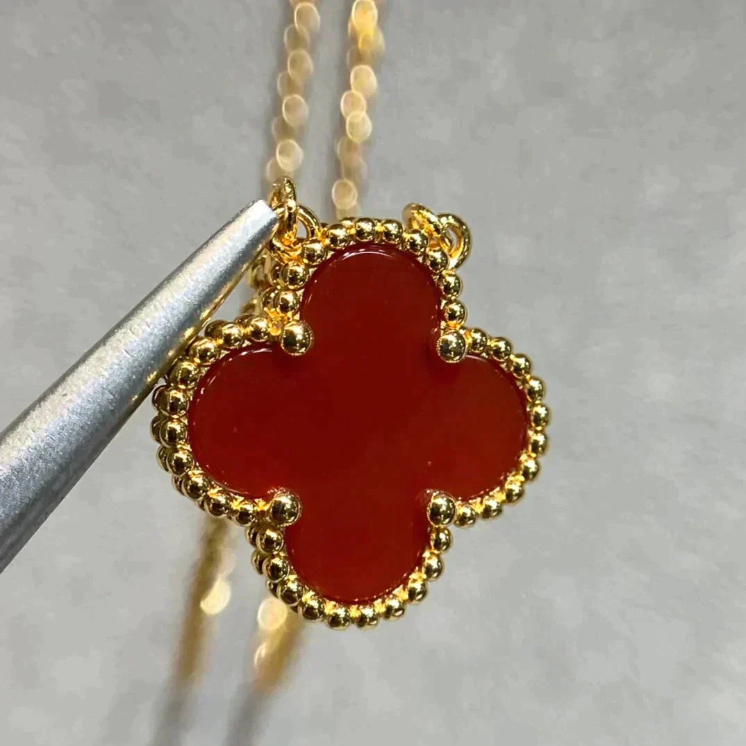 [Echo Fine ]CLOVER 15MM CARNELIAN SINGLE FLOWER NECKLACE