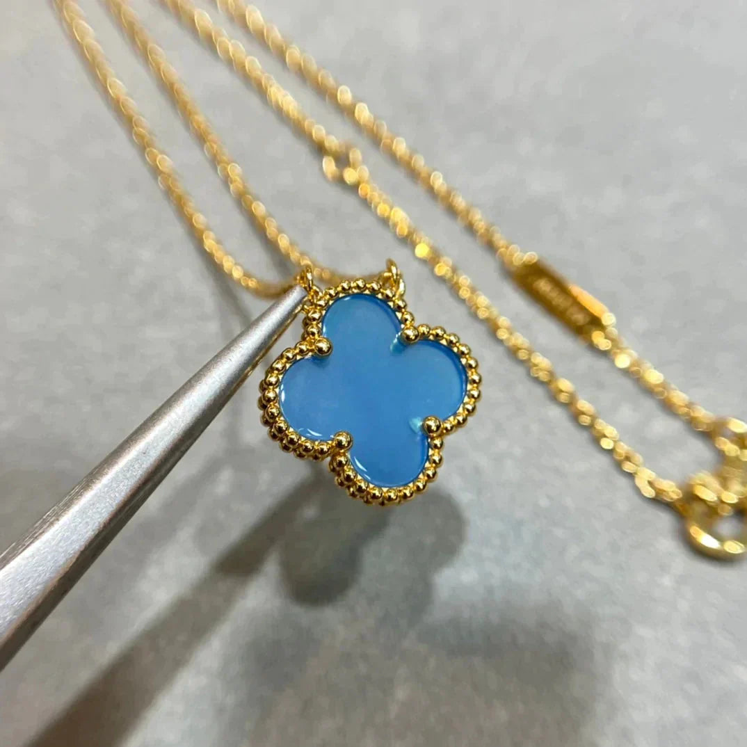 [Echo Fine ]CLOVER 15MM BLUE AGATE NECKLACE