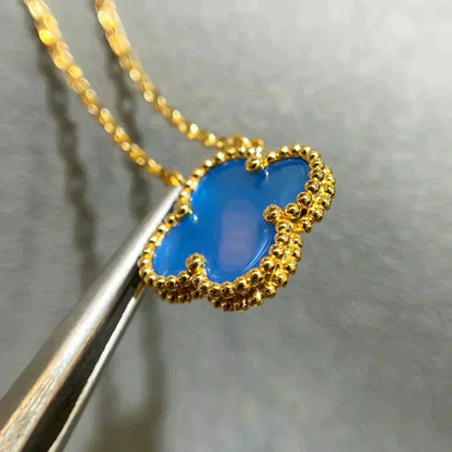 [Echo Fine ]CLOVER 15MM BLUE AGATE NECKLACE